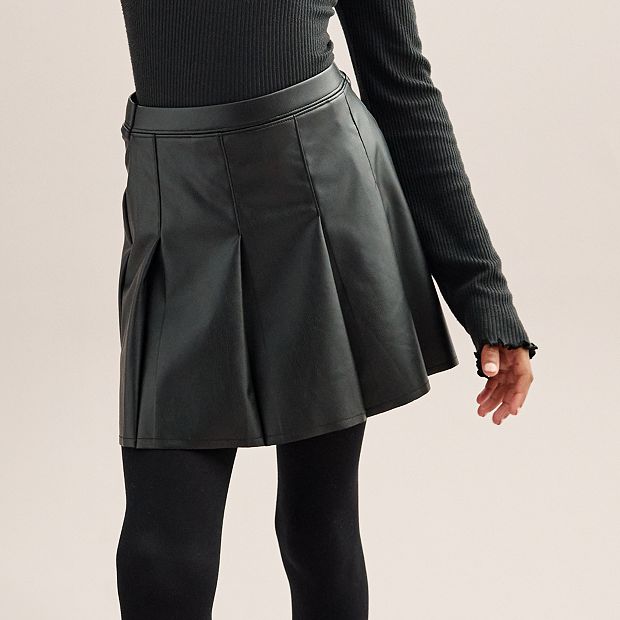 Buy Sosandar Black Leather A Line Skirt With Pockets from Next Canada