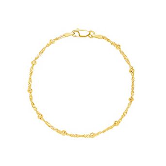 PRIMROSE 18k Gold Over Silver Beaded Singapore Bracelet