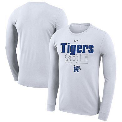 Nike  White Memphis Tigers On Court Bench Long Sleeve T-Shirt