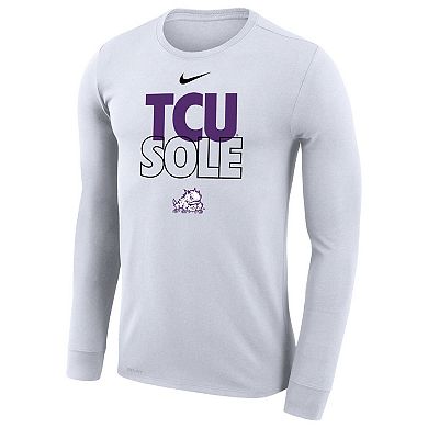 Nike  White TCU Horned Frogs 2023 On Court Bench Long Sleeve T-Shirt