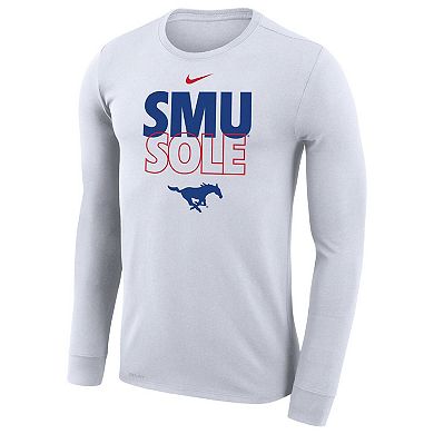 Nike  White SMU Mustangs 2023 On Court Bench Long Sleeve T-Shirt