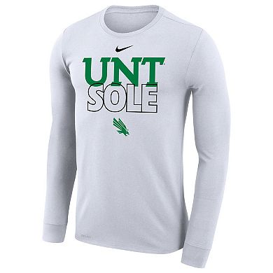 Nike  White North Texas Mean Green 2023 On Court Bench Long Sleeve T-Shirt