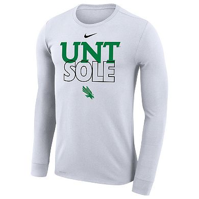 Nike White North Texas Mean Green 2023 On Court Bench Long Sleeve T-Shirt