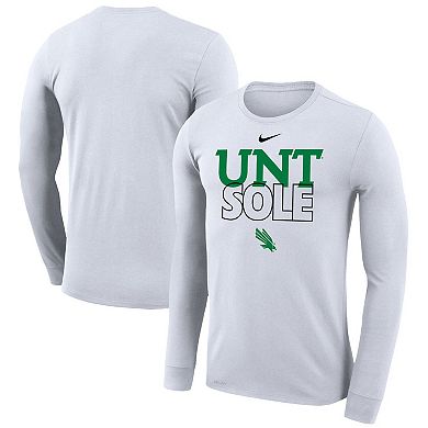 Nike White North Texas Mean Green 2023 On Court Bench Long Sleeve T-Shirt