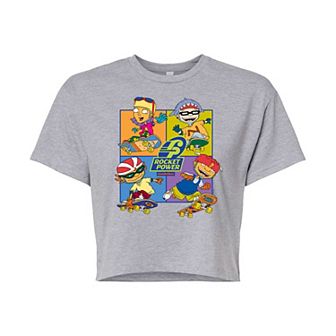 Juniors' Nickelodeon Rocket Power Grid Cropped Tee