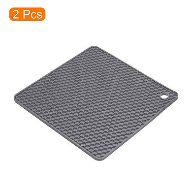 2pcs Silicone Trivet Mats Square Hot Pan Pads Hot Pot Holder Deep Gray