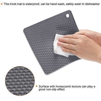 2pcs Silicone Trivet Mats Square Hot Pan Pads Hot Pot Holder Deep Gray