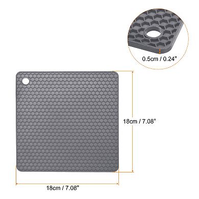 2pcs Silicone Trivet Mats Square Hot Pan Pads Hot Pot Holder Deep Gray