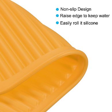 2 Pcs 12" x 9" Sink Drain Pad Silicone Dish Drying Mat Set