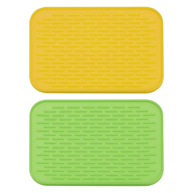 2X Soft Dish Kitchen Quick Drying Silicone Drain Pad Sink Protector Mat  Non-Slip