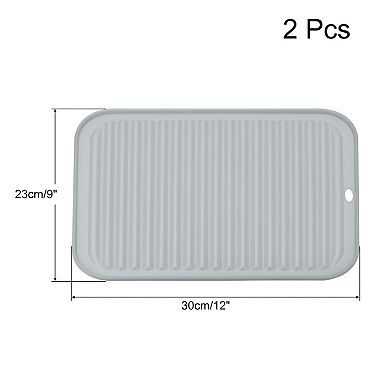 2 Pcs 12" x 9" Under Sink Drain Pad Silicone Dish Drying Mat Set