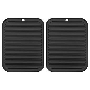 2 pc 12" x 9" Under Sink Drain Pad Silicone Dish Drying Mat Set