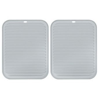 2 pc 12" x 9" Under Sink Drain Pad Silicone Dish Drying Mat Set
