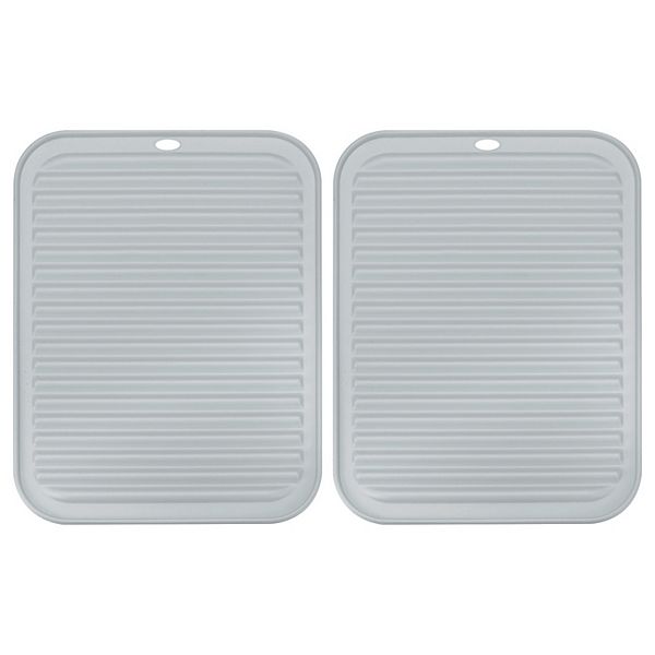 2 Pcs 12" x 9" Under Sink Drain Pad Silicone Dish Drying Mat Set