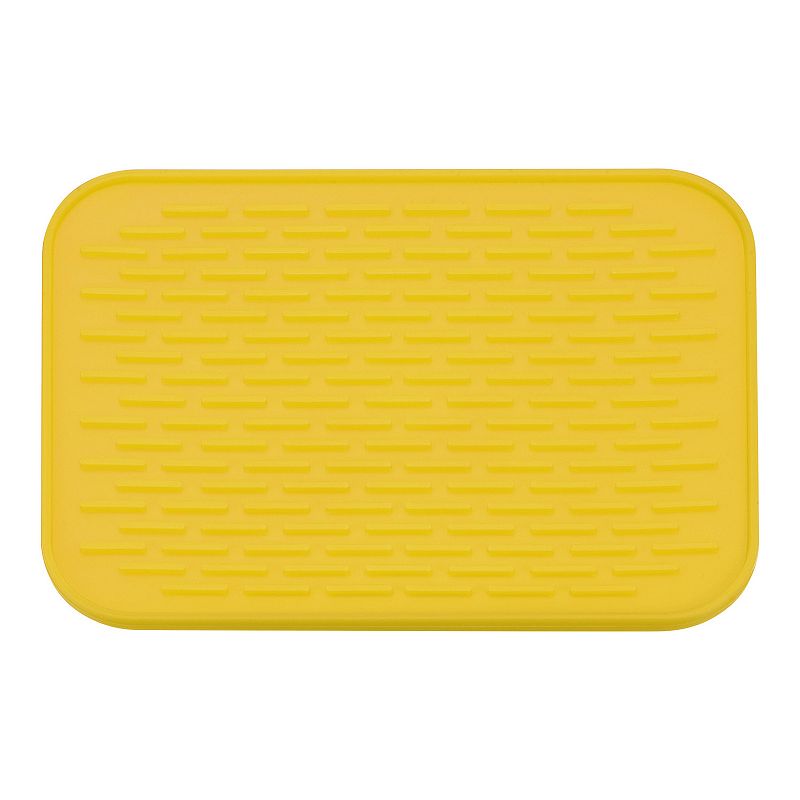 Kitchen Dish Drying Mat - Quick Dry and Stain-Hide (Yellow-16x12 inch)