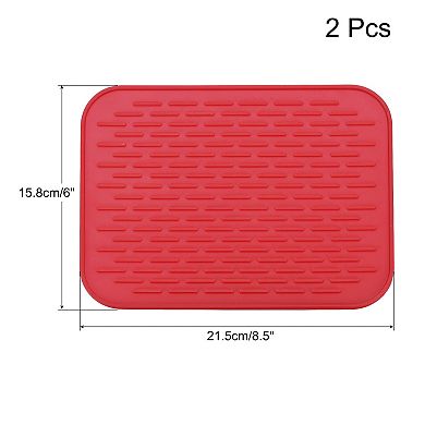 2 Pcs 8.5" x 6" Sink Drain Pad Silicone Dish Drying Mat Set