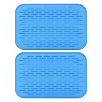 2 pc 8.5" x 6" Sink Drain Pad Silicone Dish Drying Mat Set