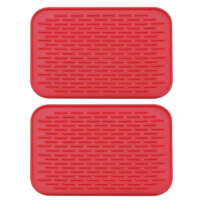 NEW! Cuisinart Dish Drying Mat with Drying Rack 18 x 16 Red