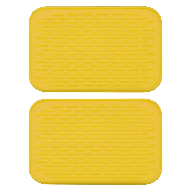 Kitchen Dish Drying Mat - Quick Dry and Stain-Hide (Yellow-16x12