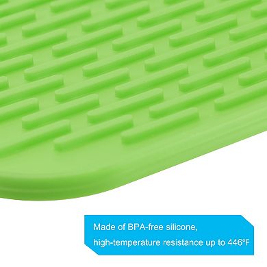 2 Pcs 8.5" x 6" Sink Drain Pad Silicone Dish Drying Mat Set Blue Green