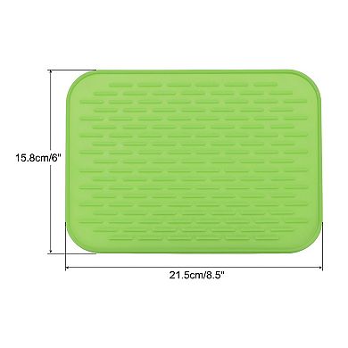 2 Pcs 8.5" x 6" Sink Drain Pad Silicone Dish Drying Mat Set Blue Green