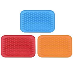 XL Silicone Dish Drying Mat 22 x 18 Inch - Large Counter Top Dish Pad and  Trivet by LISH (Red, 22 x 18) 