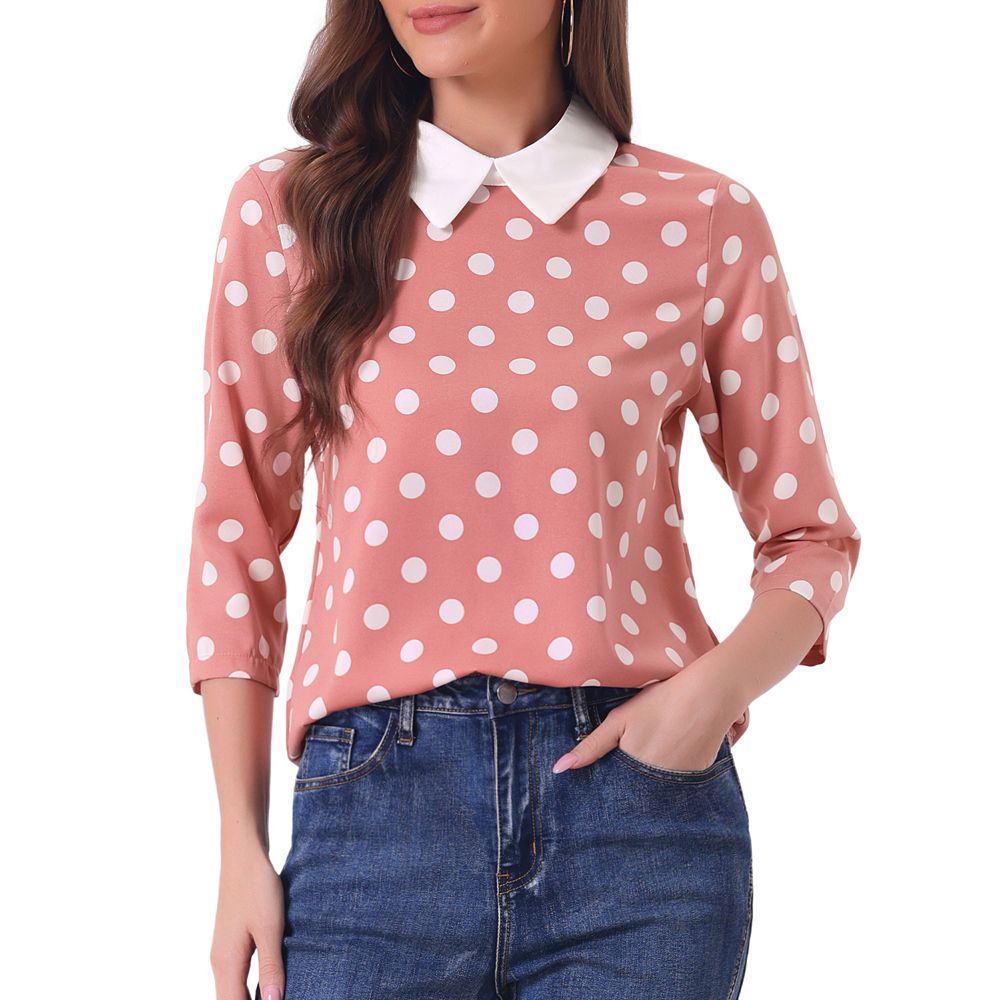 Girls Contrast Peter Pan Collar Short Sleeve Top