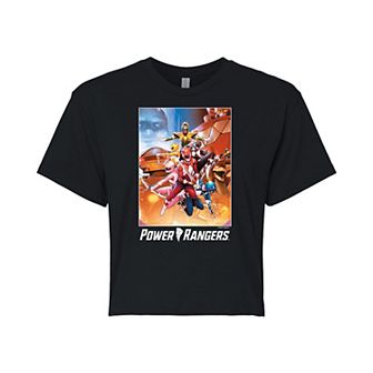 Juniors' Power Rangers Retro Rangers Cropped Graphic Tee