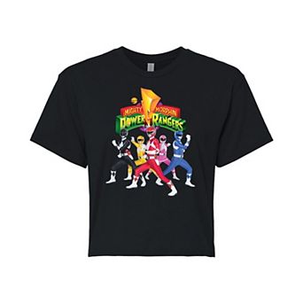 Juniors' Power Rangers Retro Rangers Cropped Graphic Tee