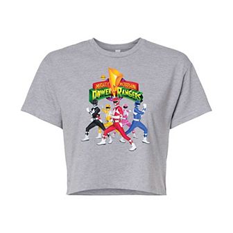 Juniors' Power Rangers Retro Rangers Cropped Graphic Tee