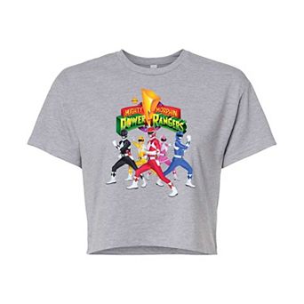 Juniors' Power Rangers Retro Rangers Cropped Graphic Tee