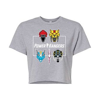 Juniors' Power Rangers Zord Faces Cropped Graphic Tee