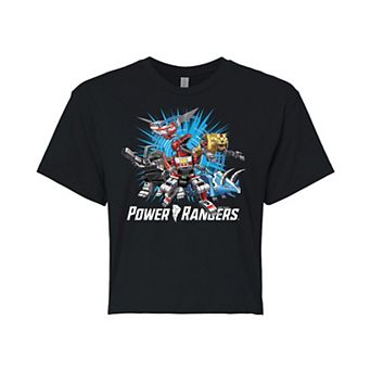 Juniors' Power Rangers Zords Cropped Graphic Tee