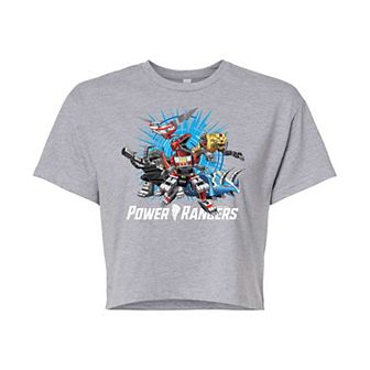 Juniors' Power Rangers Zords Cropped Graphic Tee