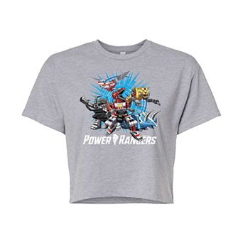 Juniors' Power Rangers Zords Cropped Graphic Tee