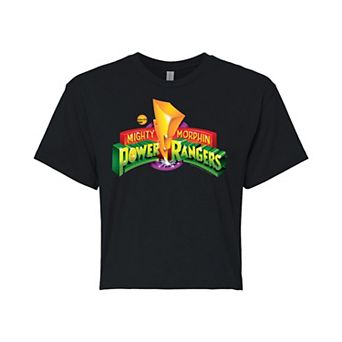 Juniors' Power Rangers Logo Cropped Graphic Tee