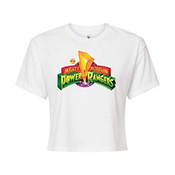 Juniors' Power Rangers Logo Cropped Graphic Tee