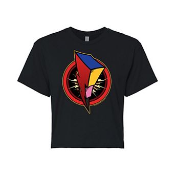 Juniors' Power Rangers Bolt Logo Cropped Graphic Tee