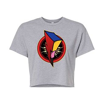 Juniors' Power Rangers Bolt Logo Cropped Graphic Tee