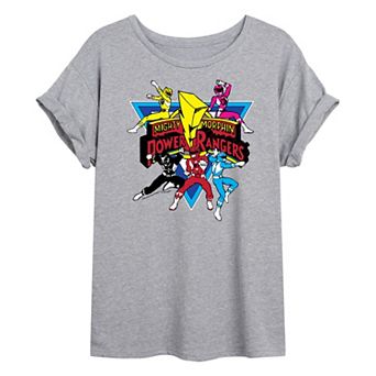 Juniors' Power Rangers Retro Oversized Graphic Tee