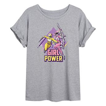 Juniors' Power Rangers Girl Power Oversized Graphic Tee