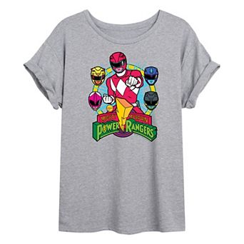 Juniors' Power Rangers Red Ranger Oversized Graphic Tee