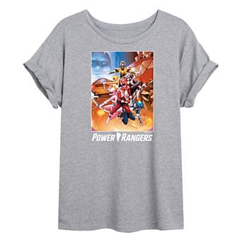 Juniors' Power Rangers Retro Comic Oversized Graphic Tee
