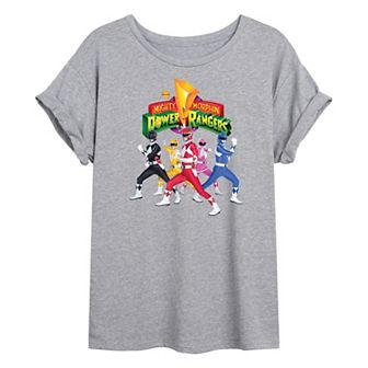 Juniors' Power Rangers Retro Rangers Oversized Graphic Tee
