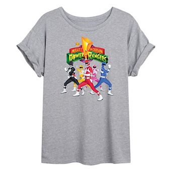 Juniors' Power Rangers Retro Rangers Oversized Graphic Tee