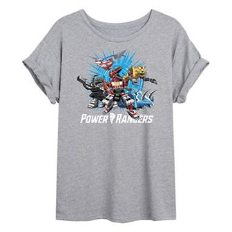 Juniors' Power Rangers Zords Oversized Graphic Tee