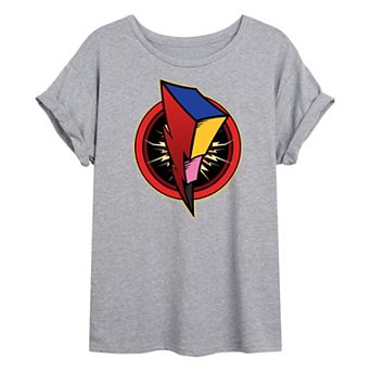 Juniors' Power Rangers Bolt Logo Oversized Graphic Tee