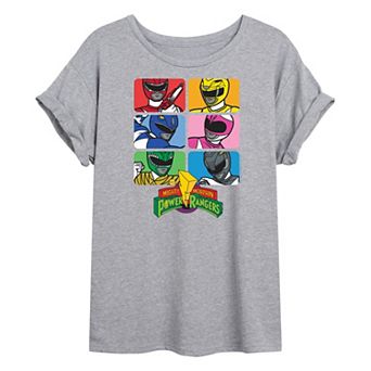 Juniors' Power Rangers Blocks Oversized Graphic Tee