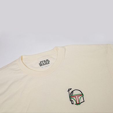 Men's Star Wars Boba Fett Helmet Lines Embroidered Graphic Tee