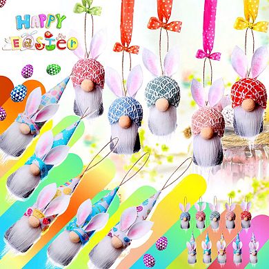 Easter Hanging Bunny Gnomes - Colorful Spring Bunny Plush  10Pcs Gnomes for Gifts